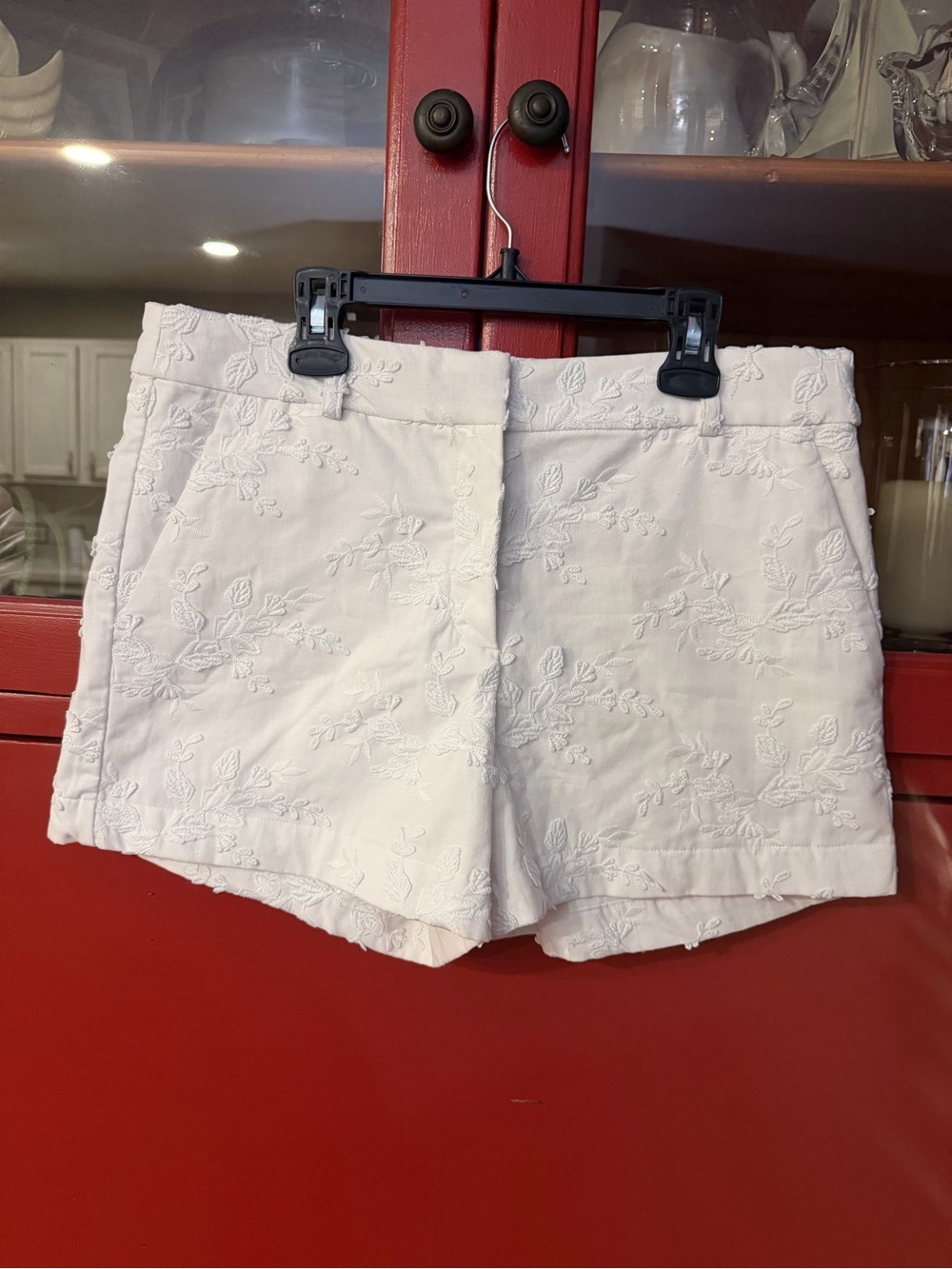 LOFT White Embroidered Floral Shorts